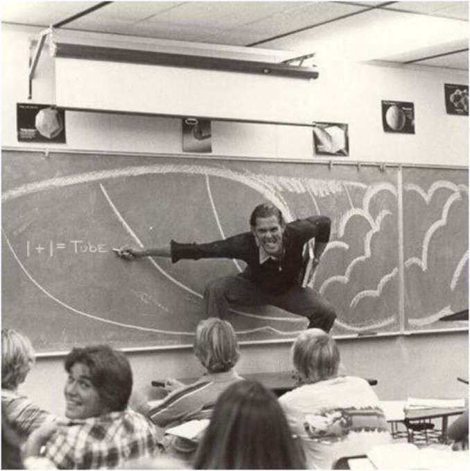 Surfamise füüsikatund, California, 1970. aastad.