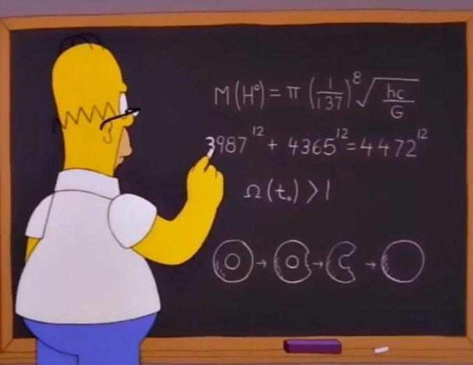Filmis The Wizard of Evergreen Terrace (1998) seisab Homer keerulise võrrandiga tahvli kõrval – see, mis meenutab kohutavalt Higgsi bosoni lahendust!