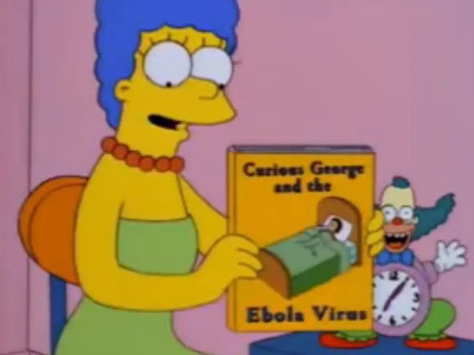 Simpsonid ennustasid Ebola puhangut (9. hooaeg, 3. osa, eetris 19. oktoober 1997) – see sai reaalsuseks 2014. aastal